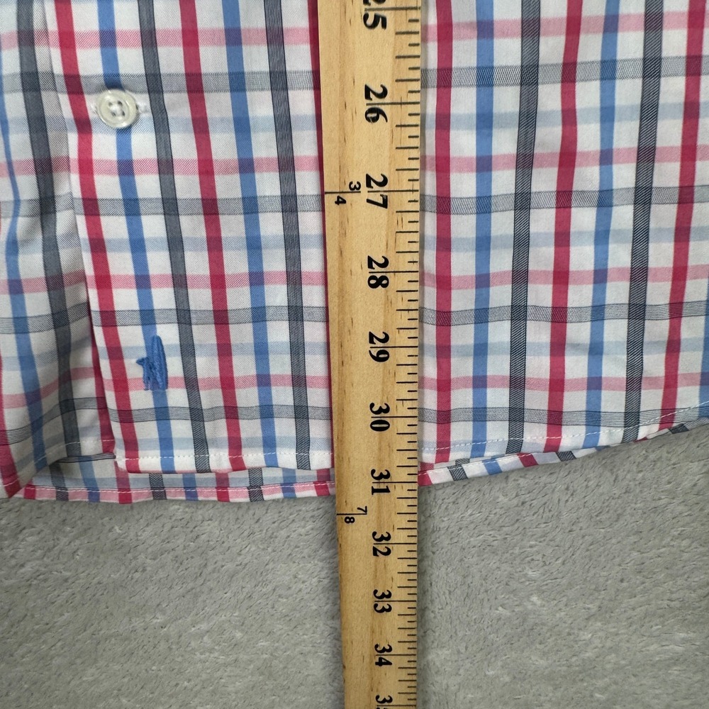 Johnnie O Prep-formance Plaid Button Down Shirt Mens Medium Red Blue Green EUC - Picture 5 of 8
